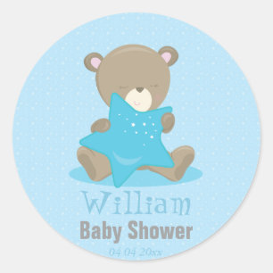 Baby Bear Blue Boy Holger en stjärna Runt Klistermärke