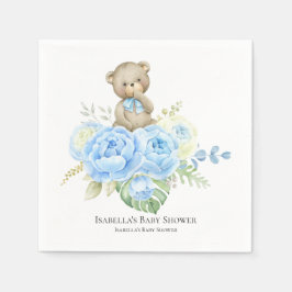 Baby Bear Boy Blue Flower | Barnskötare Napkins Pappersservett