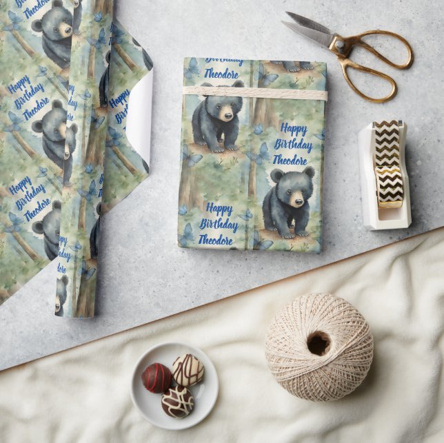 Baby Bear Boy Personlig Birthday Presentpapper (Hantverk)