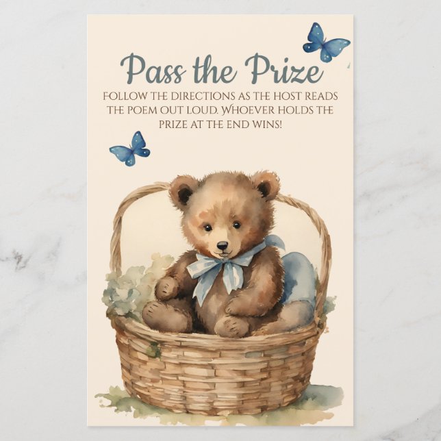 Baby Bear Boy Shower Passar prismatchen (Baksida)