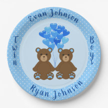 Baby Bear Boy Twillingars Papper Plate