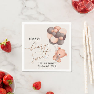 Baby Bear, Brown Balloons, första födelsedagen Pappersservett