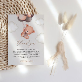 Baby Bear, Brown Balloons, första födelsedagen Tack Kort