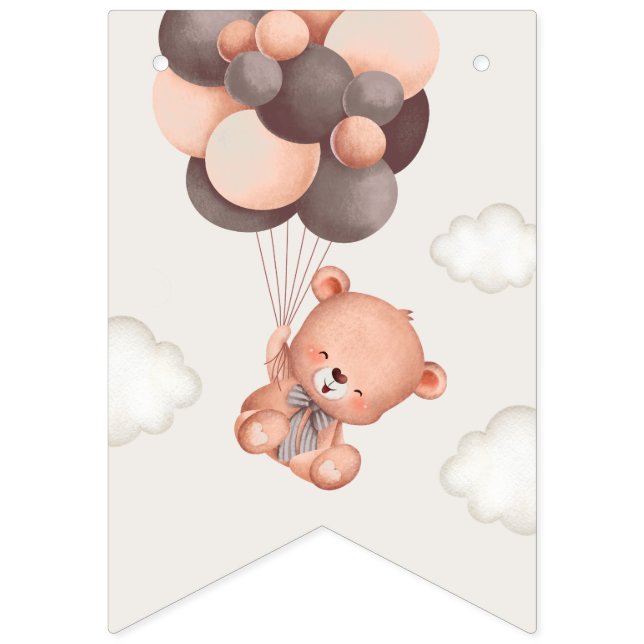 Baby Bear, Brown Balloons, första födelsedagen Vimplar (Första flaggan)