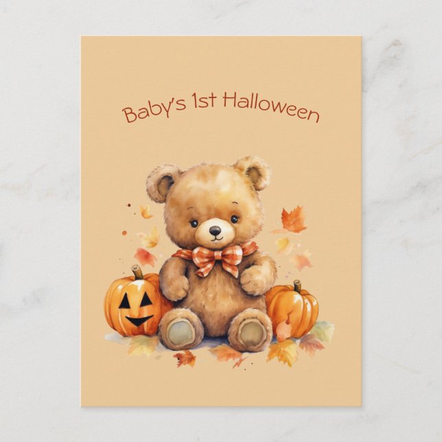 Baby Bear First Halloween Hälsning Helg Vykort (Framsida)