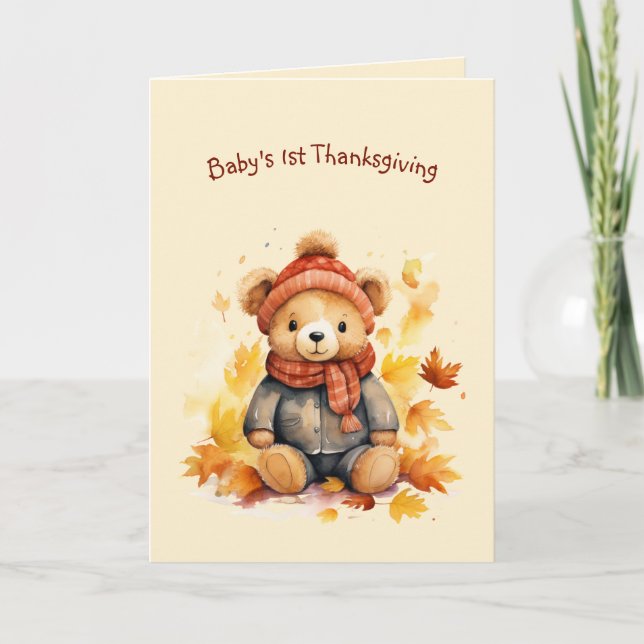 Baby Bear First Thanksgiving Hälsning Kort (Framsida)