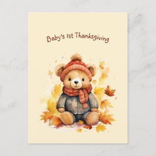 Baby Bear First Thanksgiving Hälsning Vykort