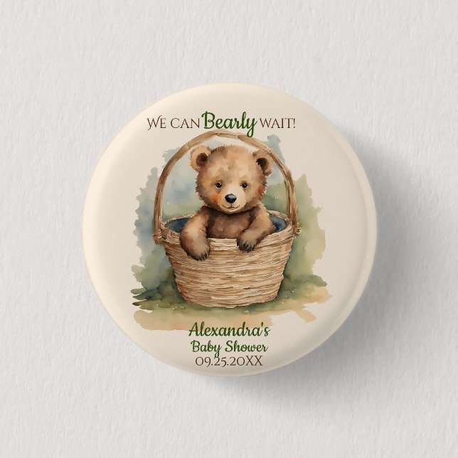 Baby Bear Gender Neutral Baby Shower Knapp (Framsida)