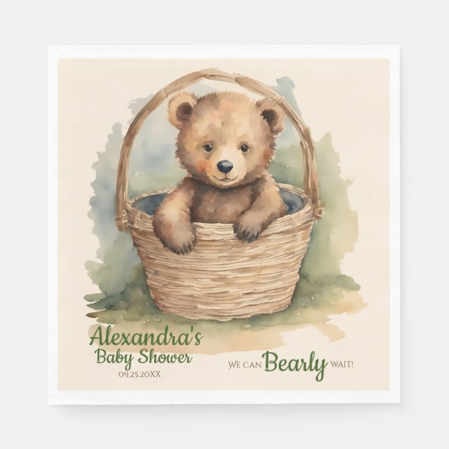 Baby Bear Gender Neutral Barly Wait Baby Shower Pappersservett (Framsidan)