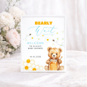 Baby Bear & Honey Girl, pojke baby shower välkomst Poster