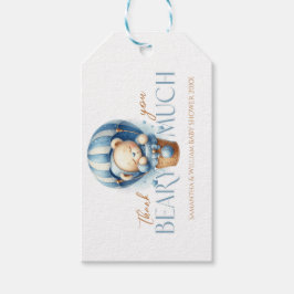 Baby Bear in Blue Luftballong Presentetikett