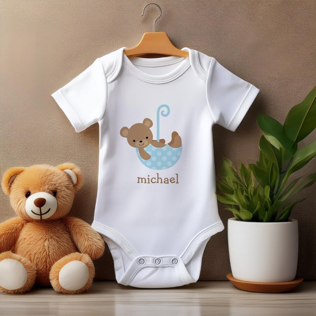 Baby Bear in Blue Parbrella Personlig Tee Shirt (Skapare uppladdad)