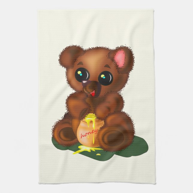 Baby Bear Kitchen Tower Your Färg - Text Kökshandduk (Vertikal)