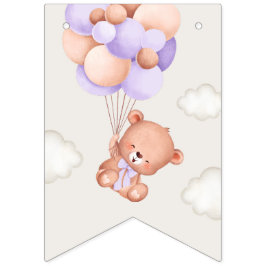 Baby Bear, Lila Balloons, första födelsedagen Vimplar