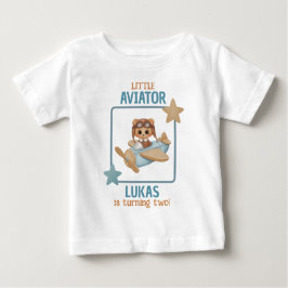 Baby Bear Little Aviator Boy Birthday White T Shirt