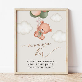 Baby Bear, Nalle, Grönt Balloons, Momosa Pub Poster