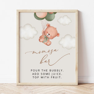 Baby Bear, Nalle, Grönt Balloons, Momosa Pub Poster