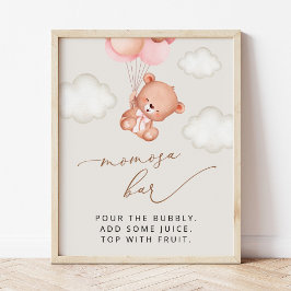 Baby Bear, Nalle, Rosa Balloons, Momosa Pub Poster