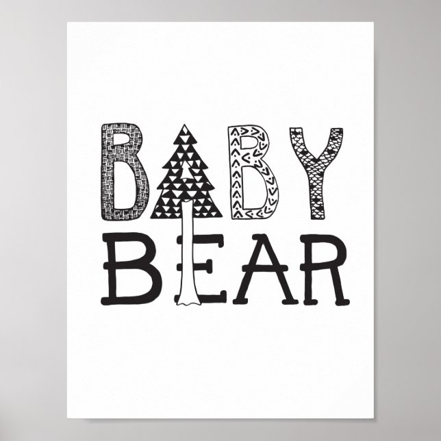Baby Bear - Nursery or Kids Room Art Poster (Framsidan)