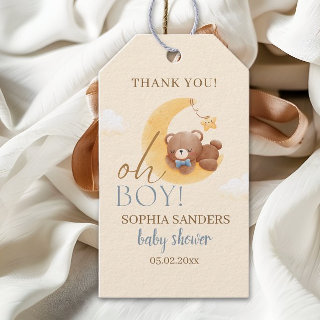 Baby Bear on the Way! Boy Baby Shower Presentetikett (Skapare uppladdad)