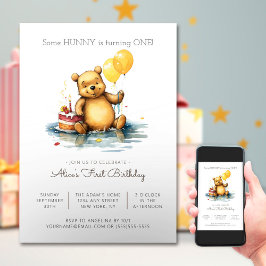 Baby Bear Party - Bubblor första födelsedag Inbjudningar
