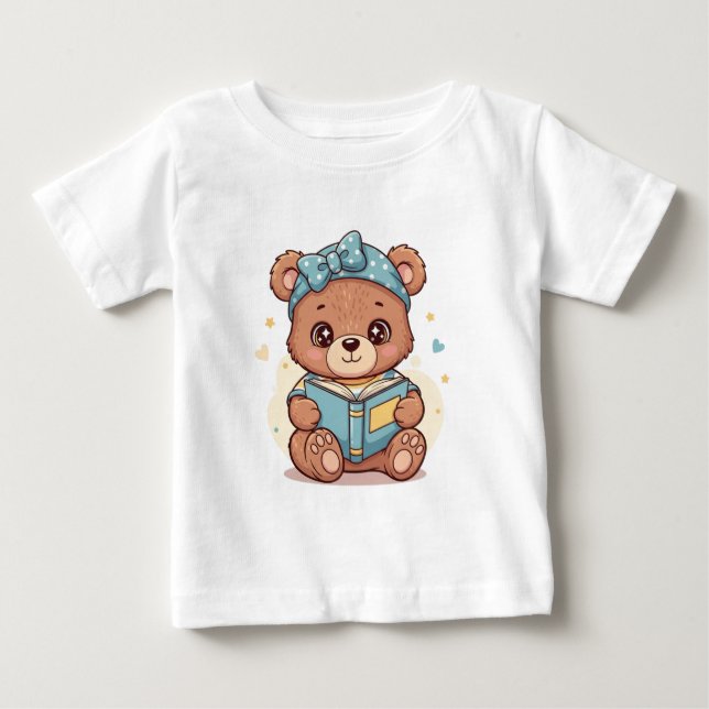 Baby Bear Reading a Bok T Shirt (Framsida)