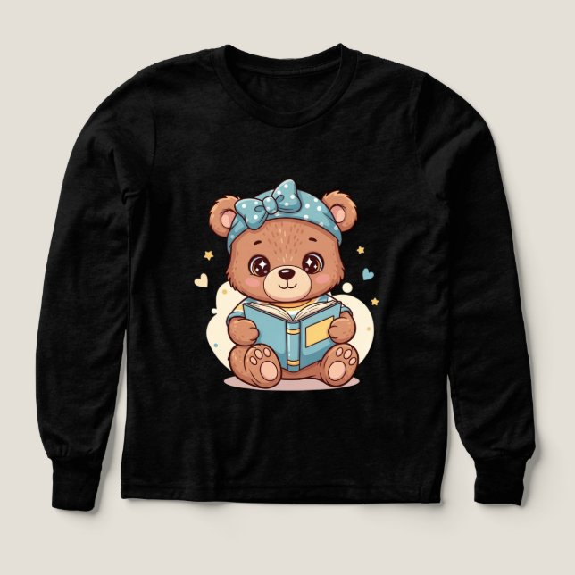 Baby Bear Reading a Bok T Shirt (Design framsida)