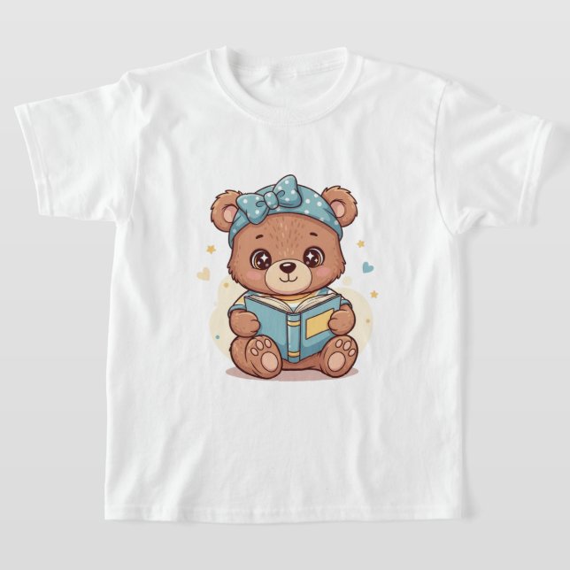 Baby Bear Reading a Bok T Shirt (Laydown)
