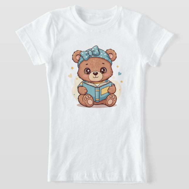 Baby Bear Reading a Book T Shirt (Laydown)
