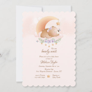 Baby Bear Rosa Baby Shower Inbjudningar