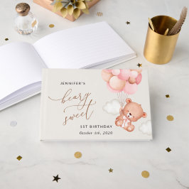 Baby Bear, Rosa Balloons, första födelsedagen Gästböcker