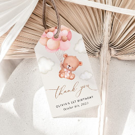 Baby Bear, Rosa Balloons, första födelsedagen Presentetikett