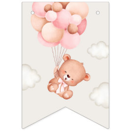 Baby Bear, Rosa Balloons, första födelsedagen Vimplar