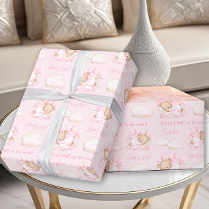 Baby Bear Rosa Newborn Flicka Namn Presentpapper