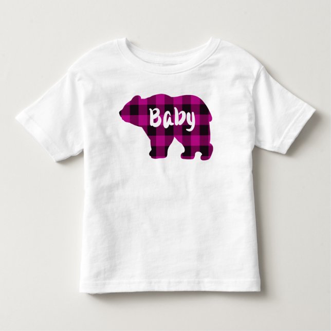 Baby Bear Rosa och svart Land plaid Thilat Pill T Shirt (Framsida)