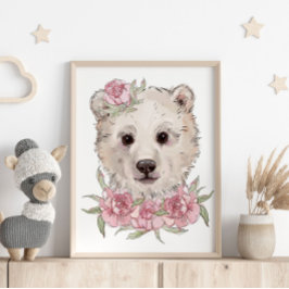 Baby Bear Rose Djur Poster | Väggutskrift