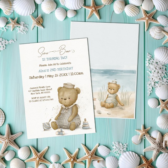 Baby Bear Sailor Birthday Inbjudningar (Skapare uppladdad)