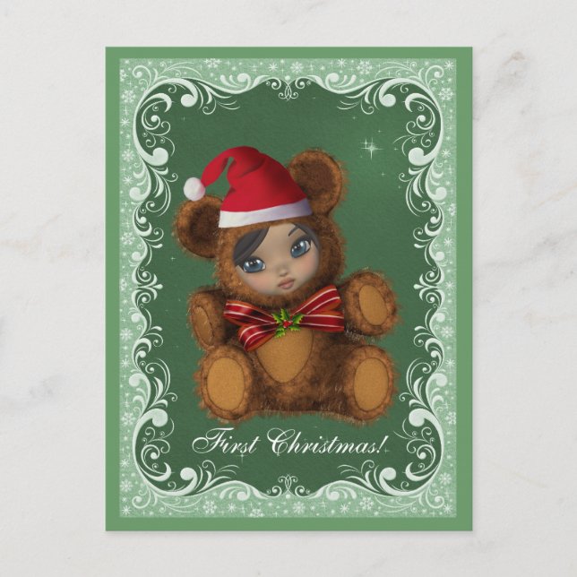 Baby Bear Santa First julkort Helg Vykort (Framsida)