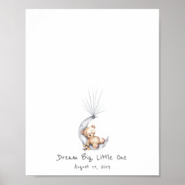 Baby Bear Sitting on the Moon Gästbok Poster