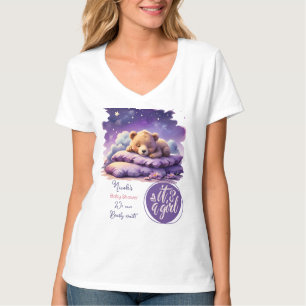 Baby Bear Sleeping Lila Galaxy Girl Baby Shower T Shirt