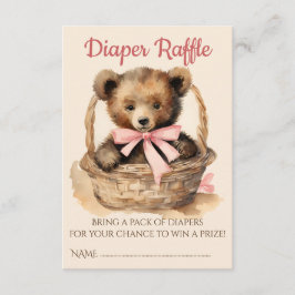 Baby Bear Unge Girl Baby Shower Raffle Tilläggskort