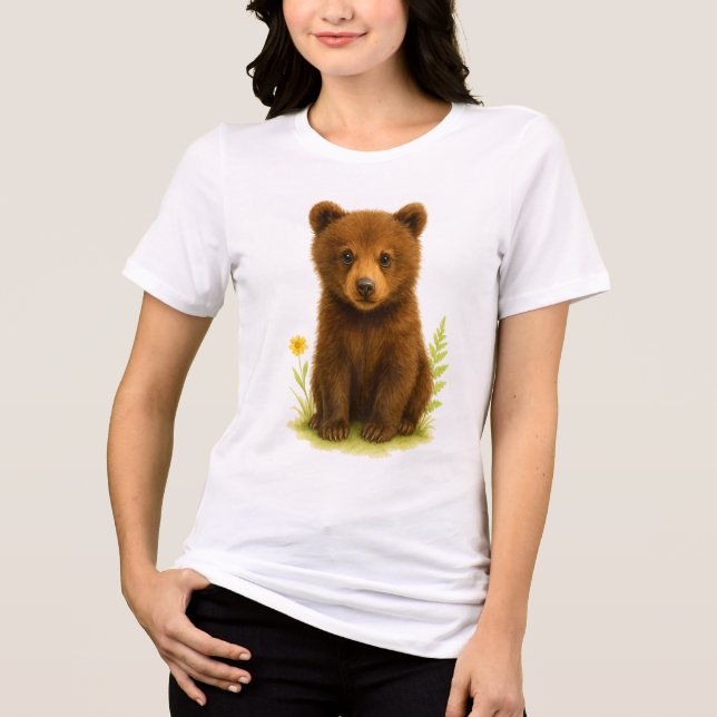 Baby Bear Unge i Wildblommor T Shirt (Framsida)