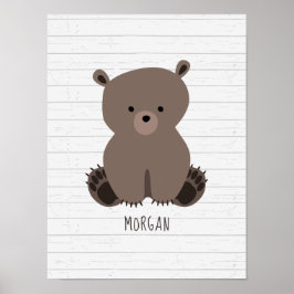 Baby Bear Wood Personlig Nursery Artwork Poster