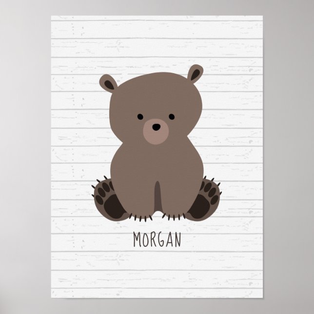 Baby Bear Wood Personlig Nursery Artwork Poster (Framsidan)