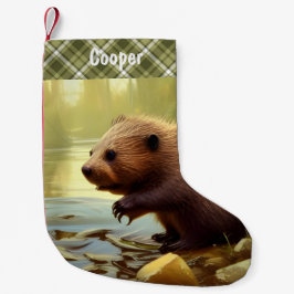 Baby Beaver Wildlife Porträtt Personlig Liten Julstrumpa