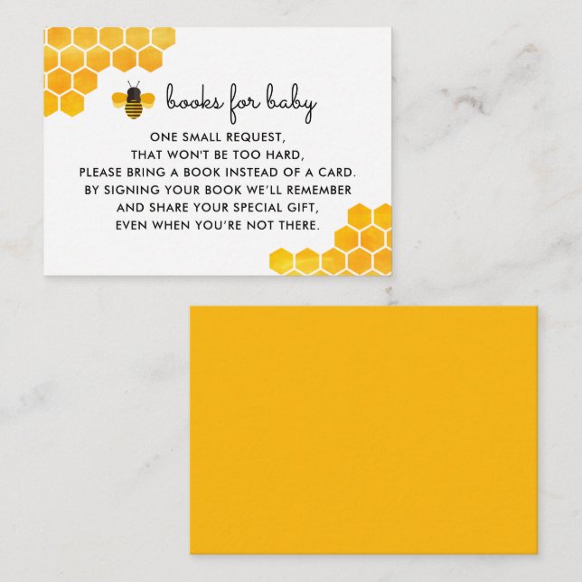 Baby Bee Baby Shower Bok-begäran för Little Honung Tilläggskort (Fram/baksida)