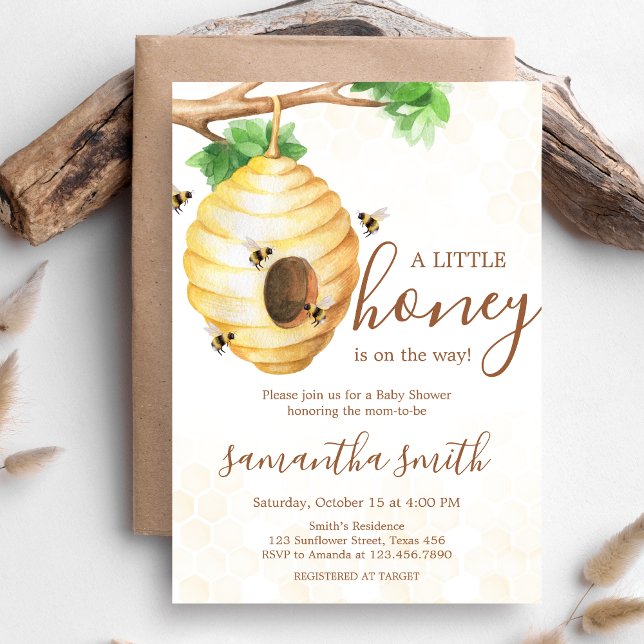 Baby Bee Baby Shower Little Honung Bee Inbjudningar (Little Honey Baby Shower Invitation )