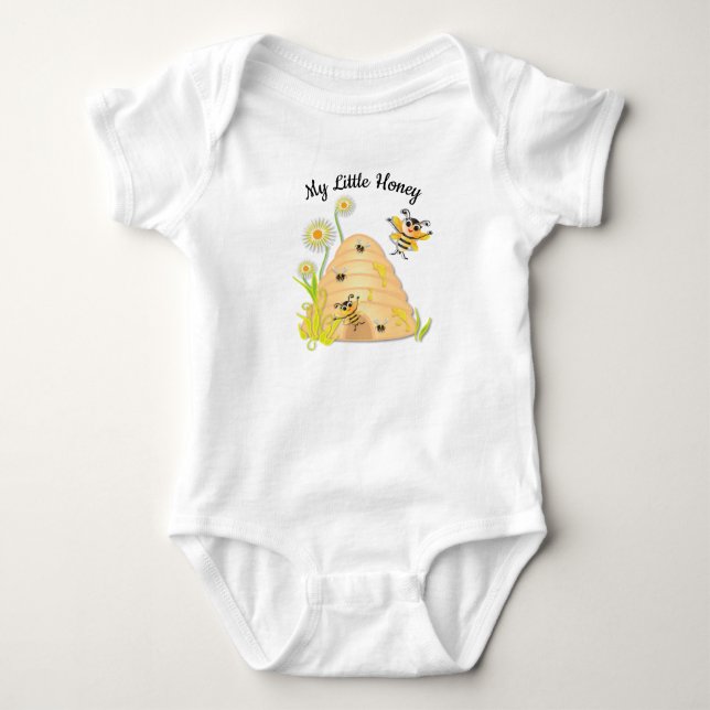 Baby Bee Beehive baby-kroppsdräkt Tee Shirt (Framsida)