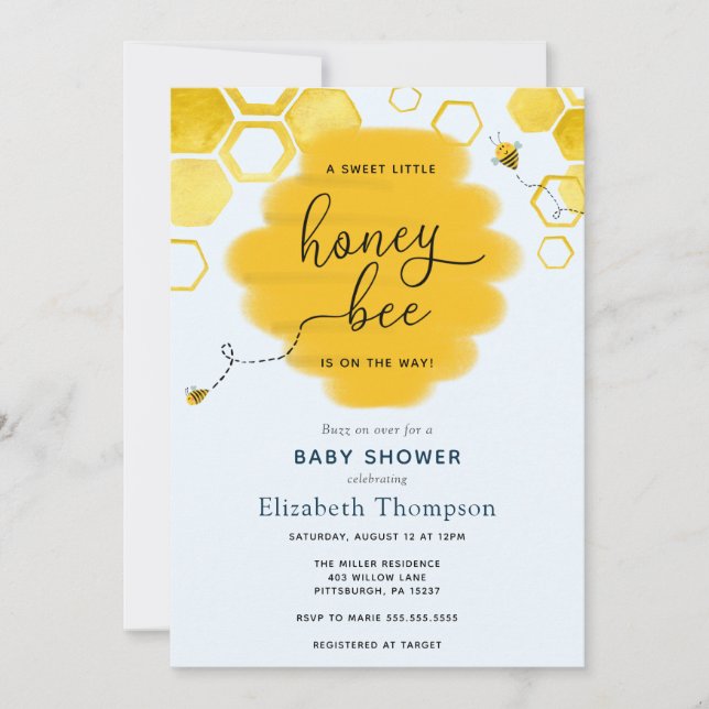 Baby Bee Boy Shower-inbjudan till Little honey Bee Inbjudningar (Framsida)