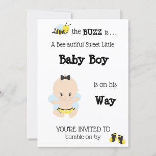 *~* Baby Bee Cute Pojke Shower-inbjudan Inbjudningar